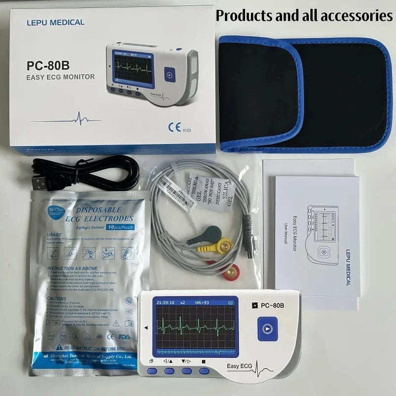 Handheld Portable ECG Monitor with Bluetooth & App Data Storage