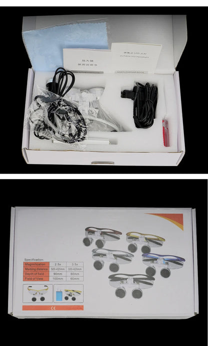 3.5X/2.5X Binocular Dental & Surgical Loupes with LED Headlight