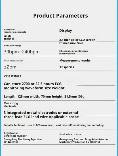 Handheld Portable ECG Monitor with Bluetooth & App Data Storage