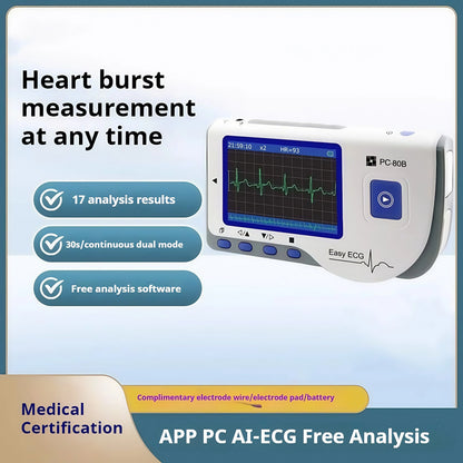 Handheld Portable ECG Monitor with Bluetooth & App Data Storage