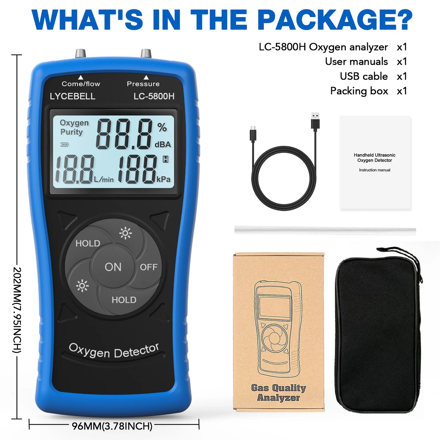 Portable Ultrasonic Oxygen Meter (0–10 L/min)