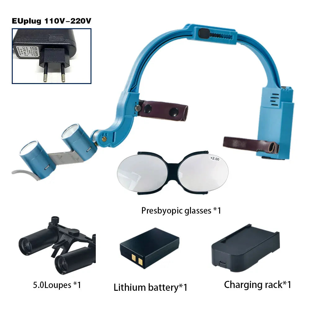 XND Dental Binocular Surgical Loupes with LED Headlight – 2.5X/3.5X/5X/6X Magnification