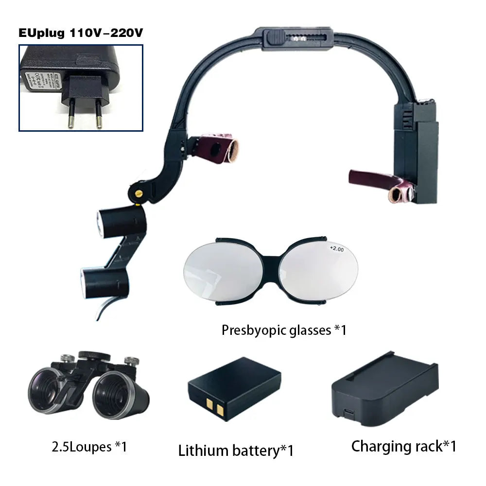 XND Dental Binocular Surgical Loupes with LED Headlight – 2.5X/3.5X/5X/6X Magnification