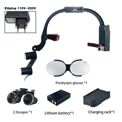 XND Dental Binocular Surgical Loupes with LED Headlight – 2.5X/3.5X/5X/6X Magnification