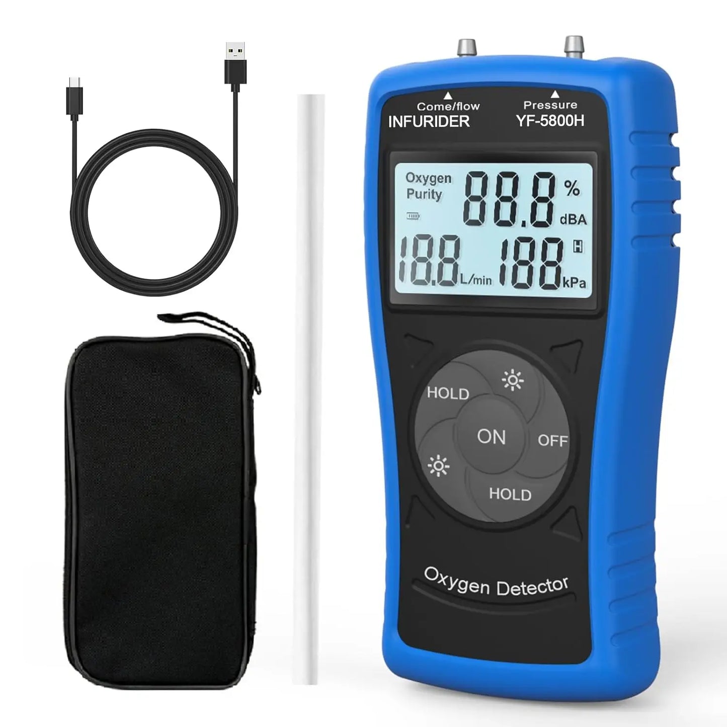 Portable Ultrasonic Oxygen Meter (0–10 L/min)