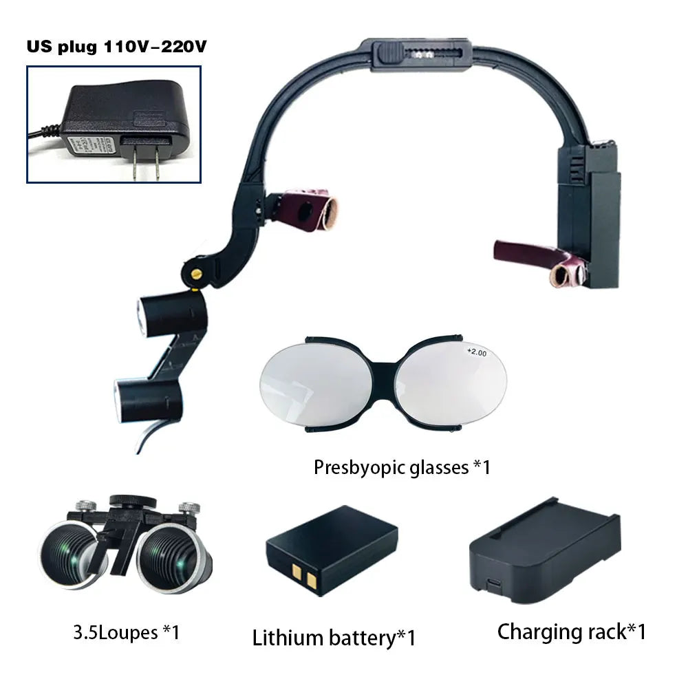 XND Dental Binocular Surgical Loupes with LED Headlight – 2.5X/3.5X/5X/6X Magnification