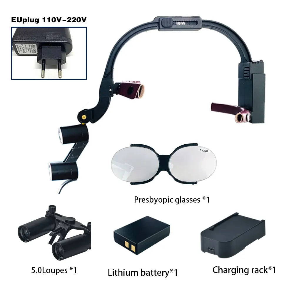 XND Dental Binocular Surgical Loupes with LED Headlight – 2.5X/3.5X/5X/6X Magnification