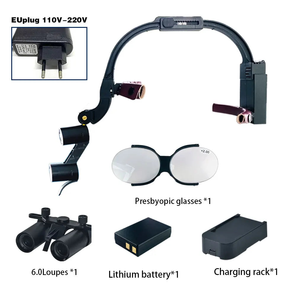 XND Dental Binocular Surgical Loupes with LED Headlight – 2.5X/3.5X/5X/6X Magnification