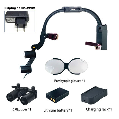 XND Dental Binocular Surgical Loupes with LED Headlight – 2.5X/3.5X/5X/6X Magnification