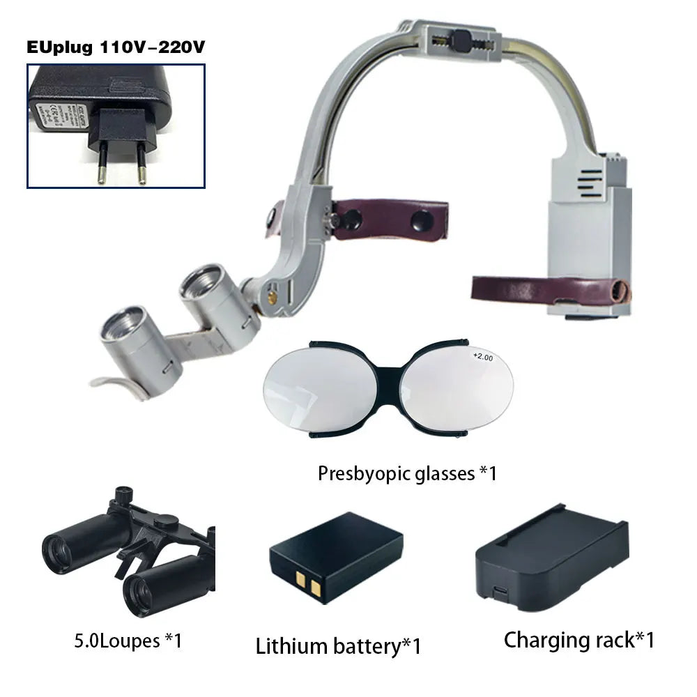 XND Dental Binocular Surgical Loupes with LED Headlight – 2.5X/3.5X/5X/6X Magnification