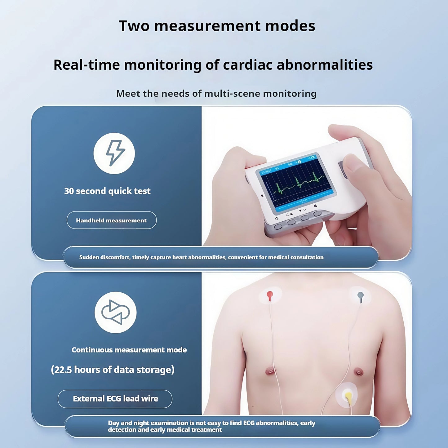 Handheld Portable ECG Monitor with Bluetooth & App Data Storage