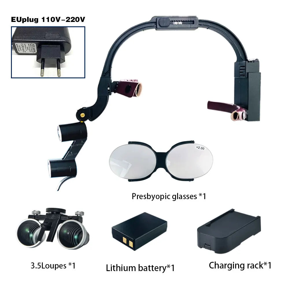 XND Dental Binocular Surgical Loupes with LED Headlight – 2.5X/3.5X/5X/6X Magnification