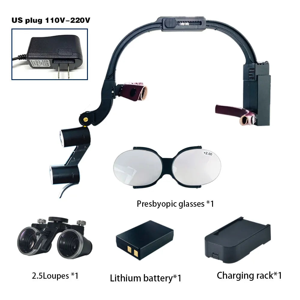 XND Dental Binocular Surgical Loupes with LED Headlight – 2.5X/3.5X/5X/6X Magnification