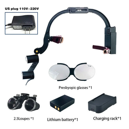 XND Dental Binocular Surgical Loupes with LED Headlight – 2.5X/3.5X/5X/6X Magnification