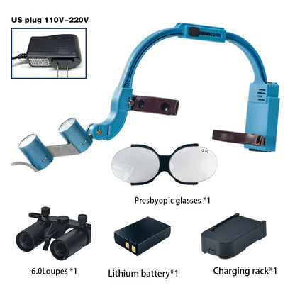 XND Dental Binocular Surgical Loupes with LED Headlight – 2.5X/3.5X/5X/6X Magnification