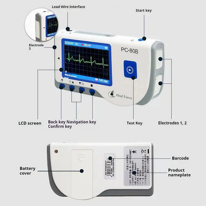 Handheld Portable ECG Monitor with Bluetooth & App Data Storage