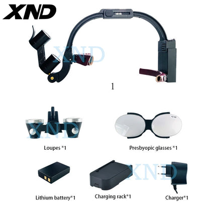 XND Dental Binocular Surgical Loupes with LED Headlight – 2.5X/3.5X/5X/6X Magnification