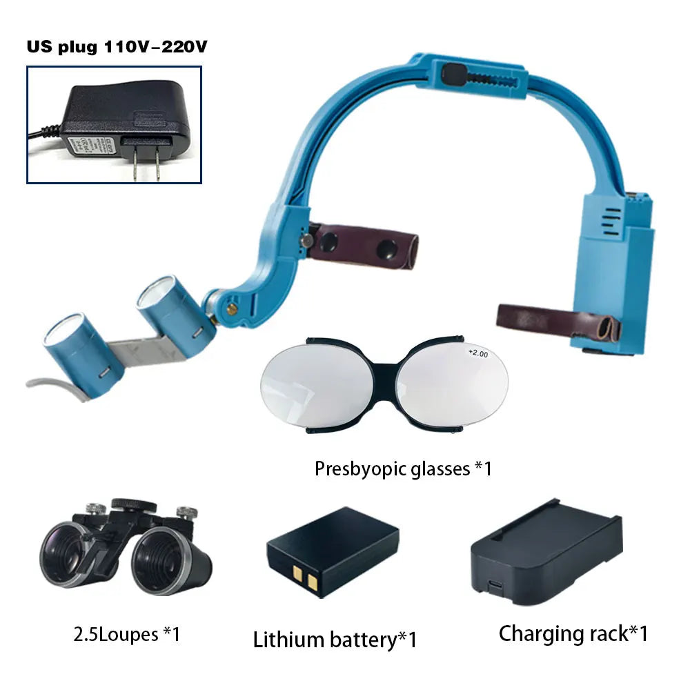 XND Dental Binocular Surgical Loupes with LED Headlight – 2.5X/3.5X/5X/6X Magnification