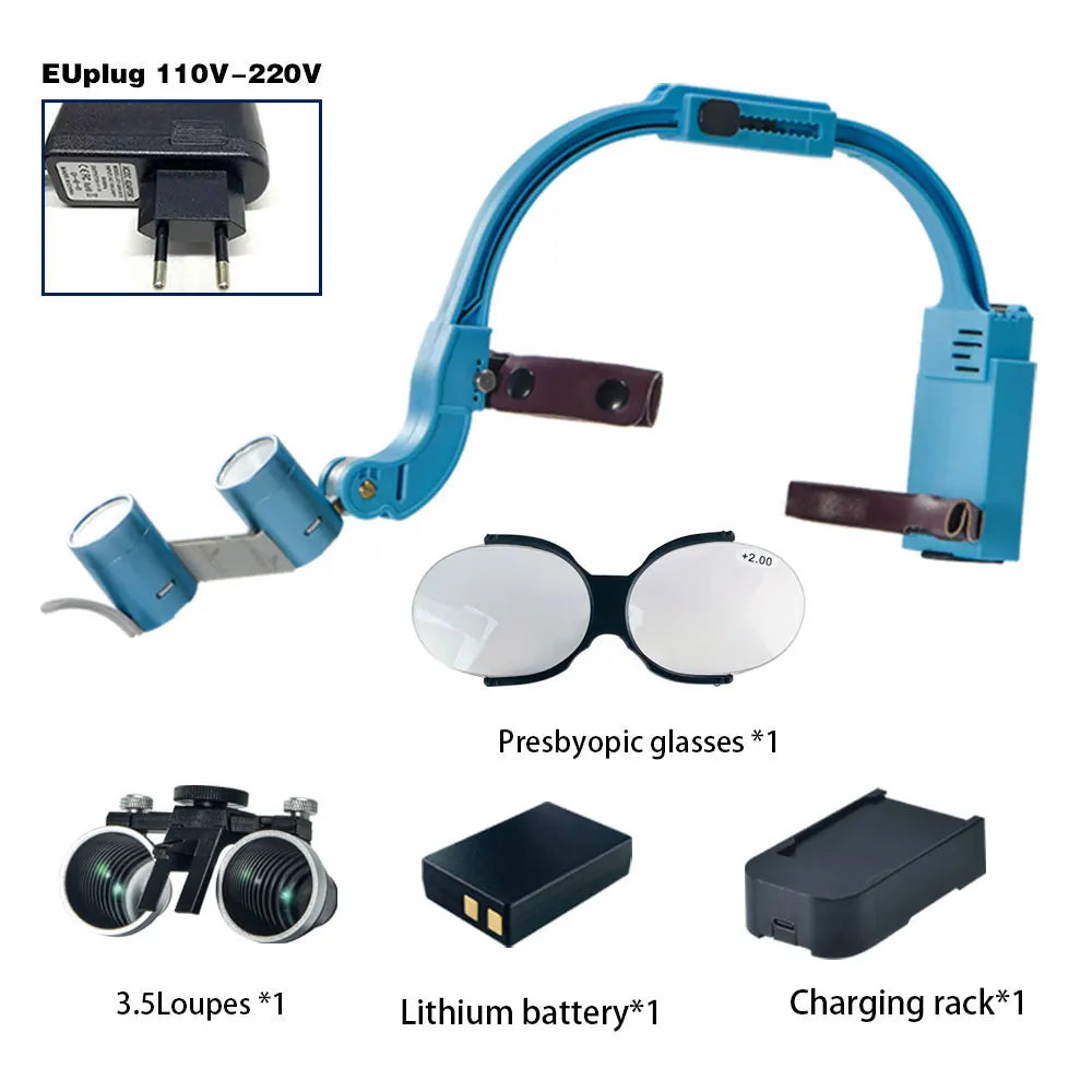 XND Dental Binocular Surgical Loupes with LED Headlight – 2.5X/3.5X/5X/6X Magnification